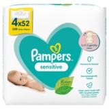 Дитячі вологі серветки Pampers Sensitive, 208 шт. (4 упаковки по 52 шт.) - Pampik