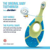 Детская зубная щетка Jordan Step By Step, 0-2 года, экстрамягкая, зеленый с синим (6220100) - Pampik - 3
