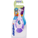 Дитяча зубна щітка Jordan Step By Step, 0-2 роки, екстрам'яка, бузковий з фіолетовим (6220100) - Pampik