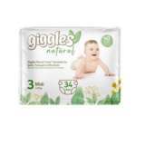 Підгузки на липучках Giggles Natural 3 (4-9 кг), 34 шт. - Pampik