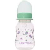 Пляшечка для годування Baby Team, з талією та силіконовою соскою, 125 мл, м'ятний (1111_м'ятний) - Pampik
