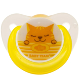 Пустушка латексна Baby Team, ортодонтична, 0+ міс., жовтий (3200_кот) - Pampik