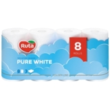 Туалетний папір Ruta Pure White, тришаровий, 8 рулонів - Pampik