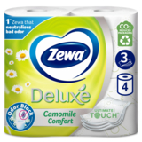 Тришаровий туалетний папір Zewa Deluxe Camomile Comfort Ромашка, 4 рулони - Pampik