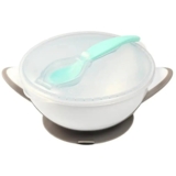 Тарілка на присосці BabyOno, з ложечкою, сірий (1063) - Pampik