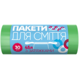 Пакеты для мусора Добра Господарочка, с затяжками, 45 л, 30 шт., зеленый (4820086521901) - Pampik