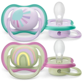 Пустушка Philips Avent Ultra Air, для дівчаток, 0-6 місяців, 2 шт. (SCF085/59) - Pampik