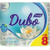 Туалетная бумага Диво Premio Waterlily, трехслойная, белый с зеленым, 8 рулонов - Pampik