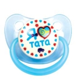 Пустышка силиконовая Курносики Я люблю тата, ортодонтическая, 0-6 мес., голубой (7016 0+ тата) - Pampik