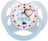 Пустышка силиконовая Курносики Я люблю тата, круглая, 0-6 мес., голубой (7015 0-6 гол) - Pampik