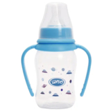Пляшечка для годування Lindo, вигнута з ручками, 125 мл, блакитний (Li 146 гол) - Pampik