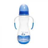 Пляшечка для годування Lindo, вигнута з ручками, 250 мл, блакитний (Pk 060 гол) - Pampik