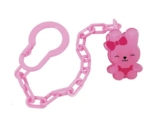 Ланцюжок для пустушки Lindo Зайчик з кліпсою, рожевий (Pk 217 троянд) - Pampik