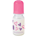 Пляшка для годування Baby-Nova Декор, скляна, 125 мл, рожевий (3960331) - Pampik