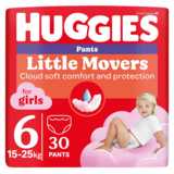 Підгузки-трусики для дівчаток Huggies Little Movers Pants 6 (15-25 кг), 30 шт. - Pampik