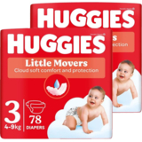 Набір підгузків на липучках Huggies Little Movers 3 (4-9 кг), 156 шт. (2 уп. по 78 шт.) - Pampik