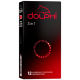 Презервативы Dolphi 3 и 1, латексные, с точками и ребрами, 12 шт. - Pampik