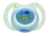 Анатомическая пустышка Nuby, 0-6 мес., светится в темноте, голубой, 2 шт. (5887SFSN-LMblue) - Pampik - 3