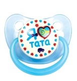 Пустышка силиконовая Курносики Я люблю тата, ортодонтическая, 6-12+ мес., голубой (7016 6+ тата) - Pampik