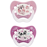 Силиконовая пустышка Nip Замечательная жизнь №3 Котик и Панда, 16-32 мес., фиолетовый с розовым, 2 шт. (31303) - Pampik
