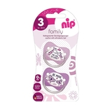 Пустушка Nip Моя сім'я № 3, силіконова, 16-32 міс., 2 шт., бузковий з рожевим (31005) - Pampik