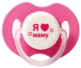 Пустышка Курносики Я люблю маму, круглая, 0-6 мес., розовый (7017 0+ маму) - Pampik - 2