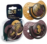 Пустышка силиконовая Lovi Jungle Vibes Girl, динамическая, 6-18 мес, 2 шт., коричневый с желтым (22/903girl) - Pampik