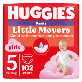 Набір підгузків-трусиків для дівчаток Huggies Little Movers Pants 5 (12-17 кг), 102 шт. - Pampik