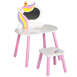 Комплект мебели (детский косметический столик + стул) FreeON Unicorn, дерево, розовый (40420) - Pampik
