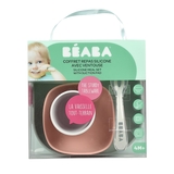 Набір силіконового посуду Beaba, 4 предмета, рожевий/евкаліпт (913428) - Pampik - 4