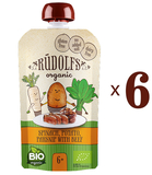 Набор пюре Rudolfs Pouch Овощи с телятиной, 660 г (6 уп. по 110 г) - Pampik
