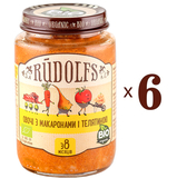 Набор пюре Rudolfs Овощи с макаронами и телятиной, 1140 г (6 уп. по 190 г) - Pampik