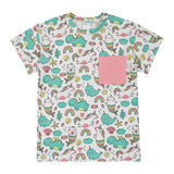 Футболка Garnamama Unicorn t-shirt oversize+ кишення гумка 122-128 Білий Рожевий (1001932.1353411) - Pampik