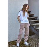 Спортивні штани на флісі Garnamama Oversize sport elastic з гумкою 128 Бежевий (1041449.1407273) - Pampik