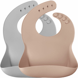 Нагрудник силіконовий MinikOiOi Basics Bubble Bubble Beige / Powder Grey, 2 шт. (101020066) - Pampik