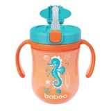 Поїльник Baboo Sea Life із силіконовою соломинкою та гравітаційною кулькою, 9+ міс., 300 мл, помаранчевий (8-132) - Pampik