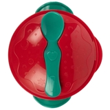 Мисочка Baboo с основой-присоской, крышкой и ложечкой, 6+ мес, красный (9-034) - Pampik - 4