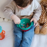 Мисочка Baboo с основой-присоской, крышкой и ложечкой, 6+ мес, красный (9-034) - Pampik - 5