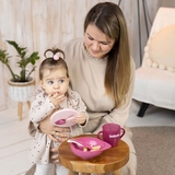 Мисочка Baboo с крышкой и ложечкой, 6+ мес, розовый (9-027) - Pampik - 5