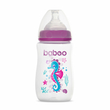 Бутылочка для кормления Baboo Sea Life, антиколиковая, 250 мл, средний поток, 3+, фиолетовый (3-114) - Pampik
