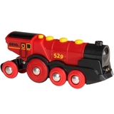 Могутній червоний локомотив для залізниці Brio на батарейках (33592) - Pampik - 2
