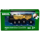 Могутній золотий локомотив для залізниці Brio на батарейках (33630) - Pampik - 3