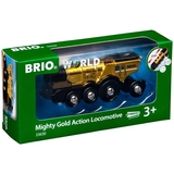 Могутній золотий локомотив для залізниці Brio на батарейках (33630) - Pampik - 4