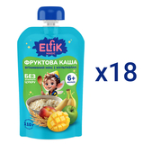 Фруктова каша Elfik Magic Вітамінний мікс з яблук, мультизлакової каші, персиків, бананів та манго, 1980 г (18 шт. по 110 г) - Pampik