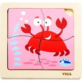 Пазл-вкладыш Viga Toys Краб, 4 элемента (50146) - Pampik