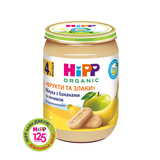 Органічне пюре HiPP Фрукти та злаки, Яблука з бананами та печивом, 190 г - Pampik