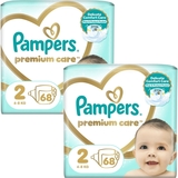 Набір підгузків на липучках Pampers Premium Care 2 (4-8 кг), 136 шт. (2 уп. по 68 шт.) - Pampik