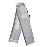 Джинси Noppies укорочені, з потертостями та трикотажною вставкою для живота, р.42, блакитний джинс (S0745/28945) - Pampik - 2