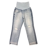 Джинси Noppies укорочені, з потертостями та трикотажною вставкою для живота, р.46, блакитний джинс (S0745/28947) - Pampik