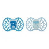 Силіконова симетрична пустушка Nuvita Air55 Explorer Собачка та Лисиця, світиться у темряві, 6-12 міс., 2 шт. (NV7087GM) - Pampik